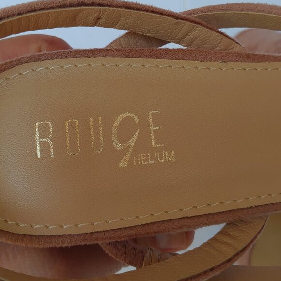 Rouge Helium Pink Block Heels Open-Toe Velvet Slip-on Straps - Picture 10 of 11